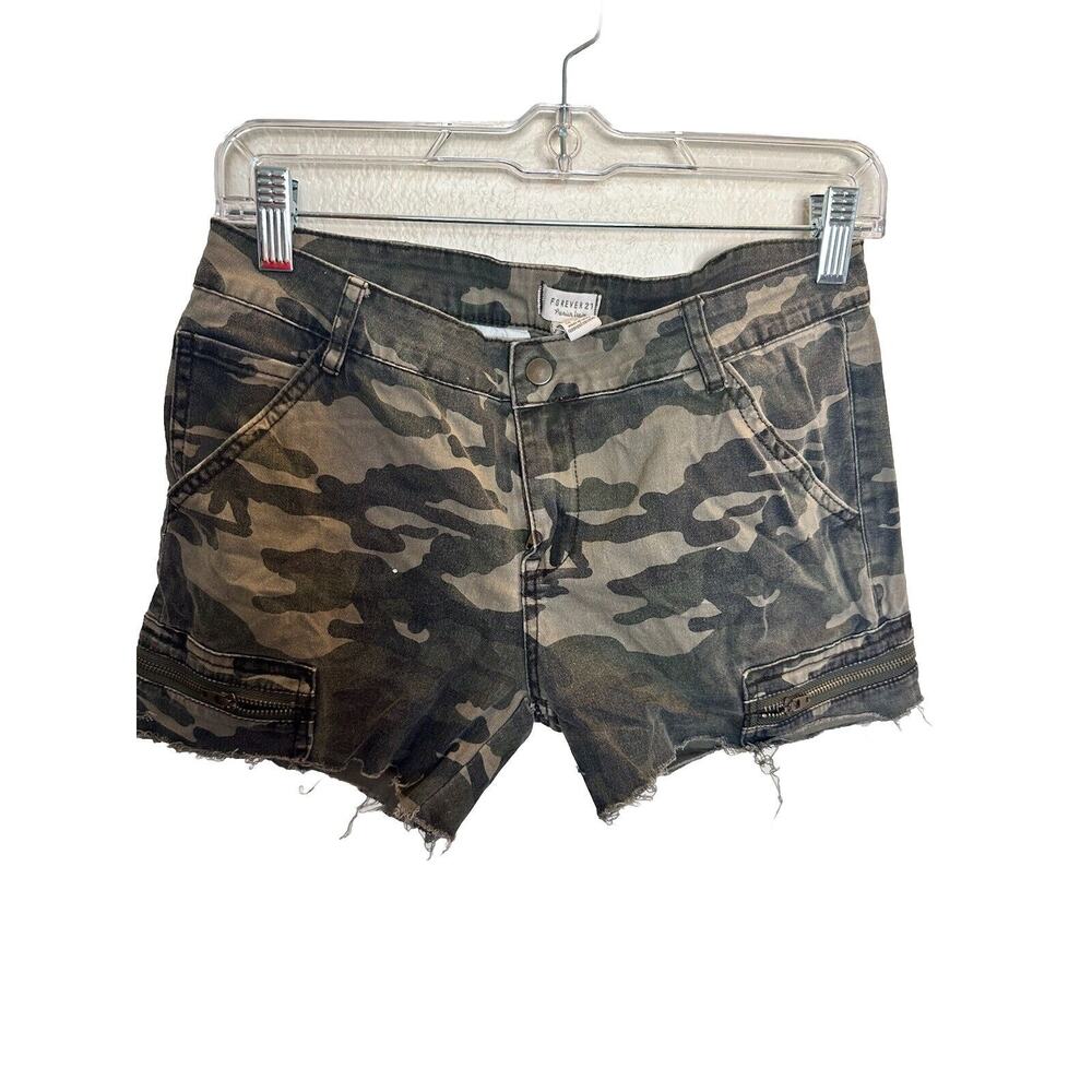 Forever 21 - Camo Shorts Green Camouflage Shorty Chino Casual Zipper Pockets 29